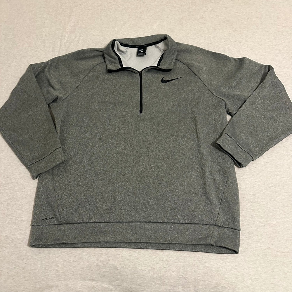 Nike Dri Fit Quarter Zip Pullover Sweatshirt Men's XL Gray Athletic Performance